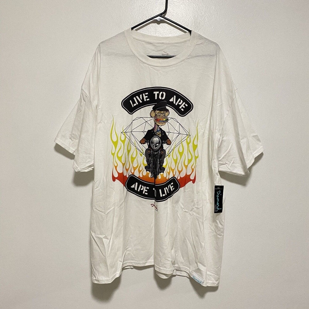 Diamond Supply Co. x Ape Live To Ape Tee Size 3XL Harley Motorcycle Parody NWT